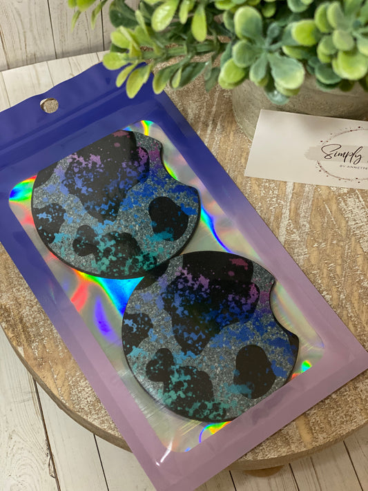 Color Splatter Cow Car Coasters