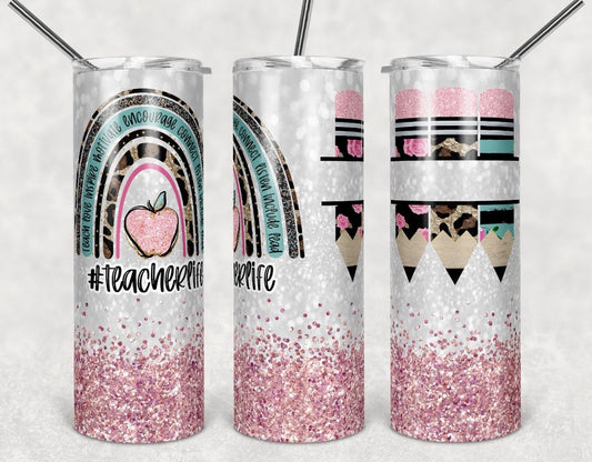 Teacher Life pink glitter- Customizable